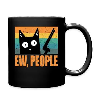 ew people funny cat - Full Colour Mug - black - Right