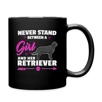 A Girl and her Flat Coated Retriever Spruch - Tasse einfarbig - Schwarz - Rechts
