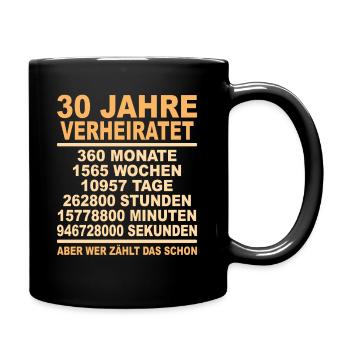 Perlenhochzeit 30 Jahre Verheiratet Geschenk - Tasse einfarbig - Schwarz - Rechts