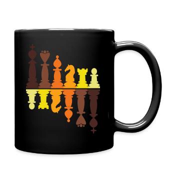 Vintage pièces d'échecs rétro roi reine pion tour - Mug uni - noir - Droite