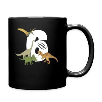 6th Birthday Children's Birthday Dino Dinosaur - Full Colour Mug - black - Right
