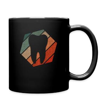 Vintage Retro Zahn Zähne Zahnarzt Dental Geschenk - Tasse einfarbig - Schwarz - Rechts