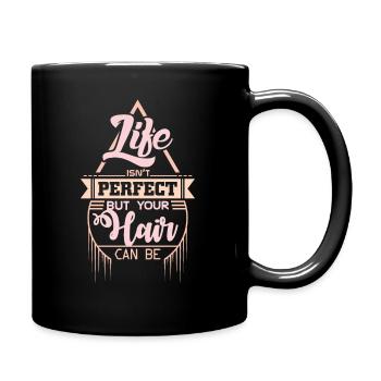 Friseur Spruch - Tasse einfarbig - Schwarz - Rechts