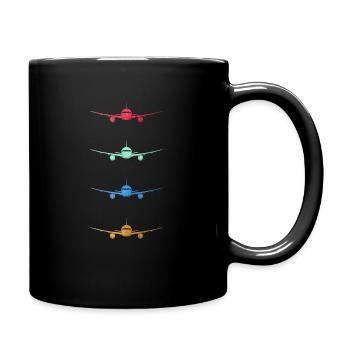 Vintage Flugzeuge Pilot Luftfahrt Piloten Motiv - Tasse einfarbig - Schwarz - Rechts