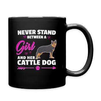 Une fille et son chien de bétail australien disant - Mug uni - noir - Droite