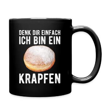 Ich Bin Ein Krapfen Faschingskrapfen Kostüm - Tasse einfarbig - Schwarz - Rechts