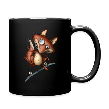 Skateboard renard - Mug uni - noir - Droite