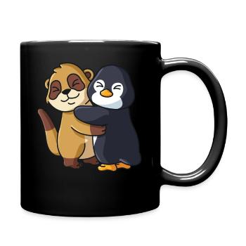 Erdmännchen mit Pinguin Liebe süßes niedliche - Tasse einfarbig - Schwarz - Rechts