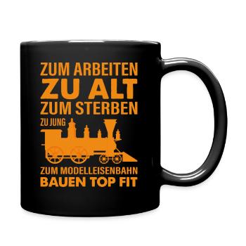 Modelleisenbahn Opa Modellbau Eisenbahner - Tasse einfarbig - Schwarz - Rechts