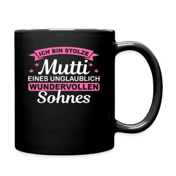 Mama und Sohn Mutter und Sohn Muttertag Geschenk - Tasse einfarbig - Schwarz - Rechts