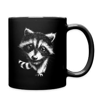 Waschbär Baby - Tasse einfarbig - Schwarz - Rechts