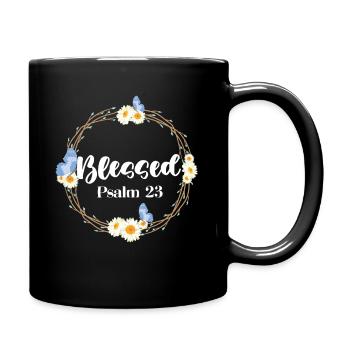 Christlicher Bibelvers Blume Schmetterling - Tasse einfarbig - Schwarz - Rechts
