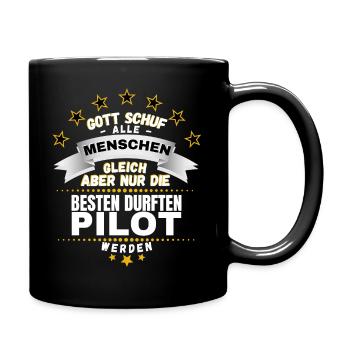 NUR DIE BESTEN DURFTEN PILOT WERDEN PILOTEN SPRUCH - Tasse einfarbig - Schwarz - Rechts