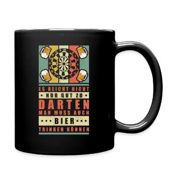 Dart Darts Sprüche Geschenk Dartspieler Darten - Tasse einfarbig - Schwarz - Rechts
