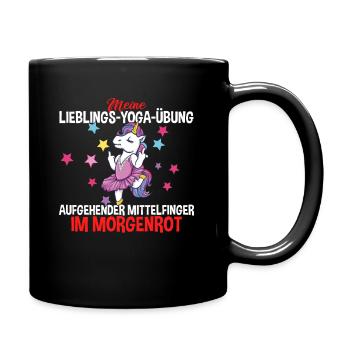 Einhorn Lieblings Yoga Übung Mittelfinger - Tasse einfarbig - Schwarz - Rechts