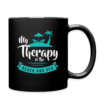Strand Meer Urlaub Spruch Palmen - Tasse einfarbig - Schwarz - Rechts