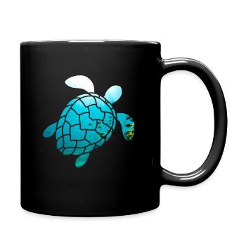 Meeresschildkröte - Tasse einfarbig - Schwarz - Rechts