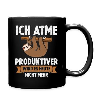 Ich Atme Faultier - Tasse einfarbig - Schwarz - Rechts