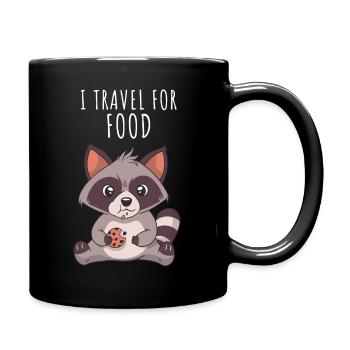 Raccoon Food Lover Food Traveler I Travel - Full Colour Mug - black - Right