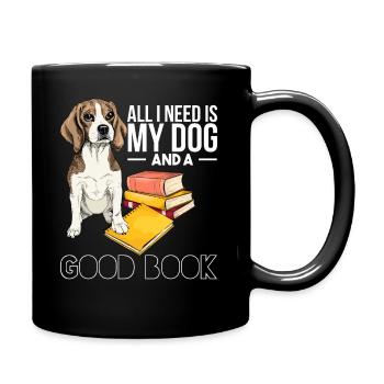 Hund und gutes Buch - Hunde Buch Liebe Bücherwurm - Tasse einfarbig - Schwarz - Rechts