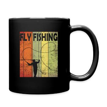 Forellen zum Fliegenfischen - Tasse einfarbig - Schwarz - Rechts