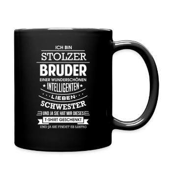 Bruder Geschenk von Schwester - Tasse einfarbig - Schwarz - Rechts