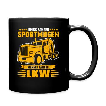 Jungs fahren Sportwagen - Männer fahren LKW - Tasse einfarbig - Schwarz - Rechts