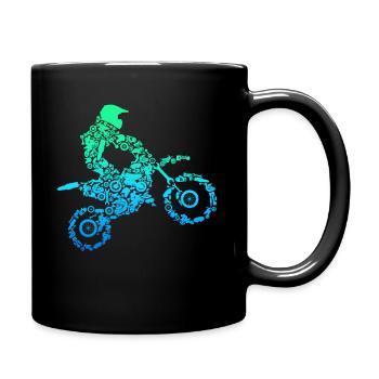 Motocross Enduro Supermoto Bike Dirt Biker - Full Colour Mug - black - Right