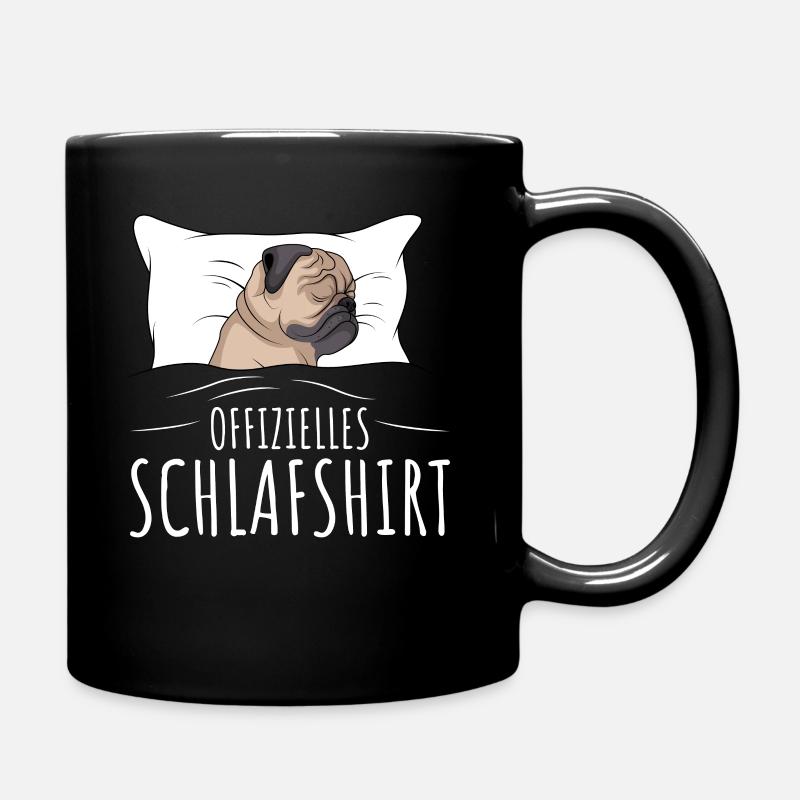 Offizielles Schlafshirt Schlafanzug Mops Hund - Tasse einfarbig - Schwarz