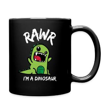 Rawr ich bin ein Dinosaurier Süßer Dino für Kinder - Tasse einfarbig - Schwarz - Rechts