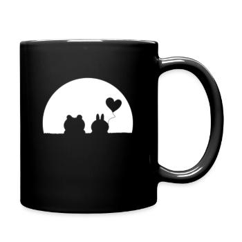 Bärchen und Hasi Valentinstag - Tasse einfarbig - Schwarz - Rechts
