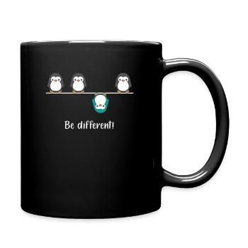 Be different - Pinguin Fun Pinguine Vogel Spruch - Tasse einfarbig - Schwarz - Rechts