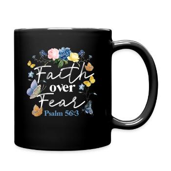 Christlicher Bibelvers Blume Schmetterling - Tasse einfarbig - Schwarz - Rechts