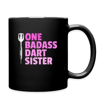 one badass dart sister - Tasse einfarbig - Schwarz - Rechts