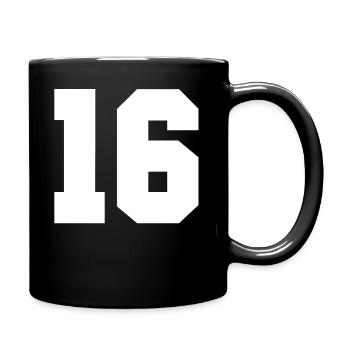 Zahl 16 - Tasse einfarbig - Schwarz - Rechts