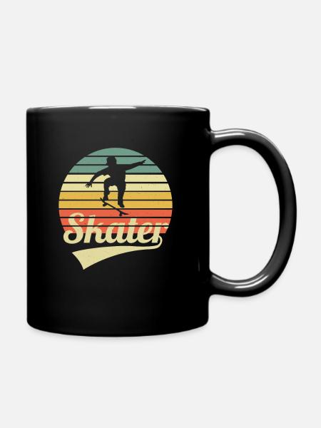 Skater Vintage Skateboard Skate Retro Skateboarder - Mug uni - noir