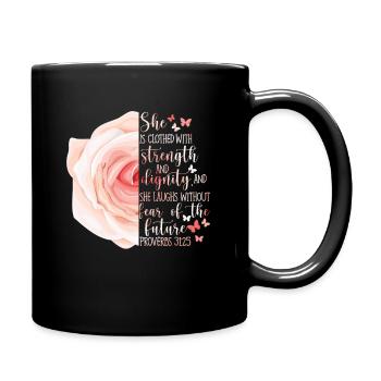 Christlicher Bibelvers Religion Rose Blume - Tasse einfarbig - Schwarz - Rechts