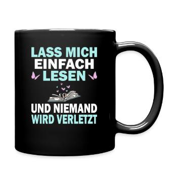 Lesen Hobby Geschenk Buch Bücherwurm Leseratte - Tasse einfarbig - Schwarz - Rechts