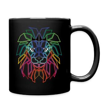 Lion Lion's Head Polygon - Full Colour Mug - black - Right