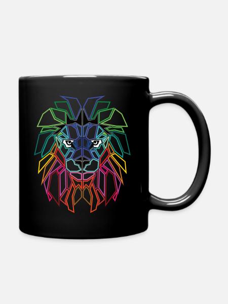 Löwe Löwenkopf Polygon - Tasse einfarbig - Schwarz