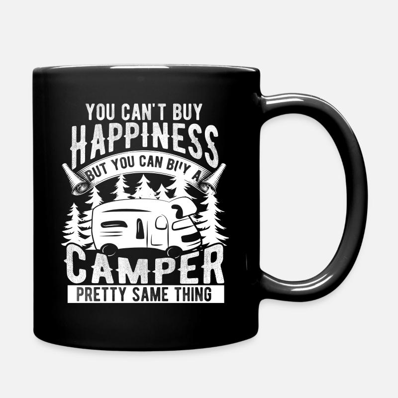 Camper caravan glücklich - Tasse einfarbig - Schwarz