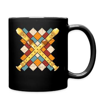 Recorder Vintage Flute Flutist Flutist Retro - Full Colour Mug - black - Right