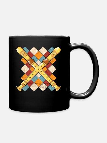 Flûte Flûte Flûte Flûte Flûtiste Flûtiste Rétro - Mug uni - noir