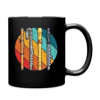Vintage Recorder Flute Flutist Flutist Retro - Full Colour Mug - black - Right