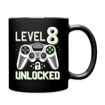 8. Geburtstag Level 8 Gamer Geschenk - Tasse einfarbig - Schwarz - Rechts
