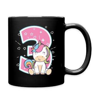 Dritter Geburtstag 3 Jahre Geschenk Einhorn - Tasse einfarbig - Schwarz - Rechts