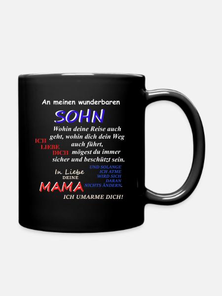 Wunderbarer Sohn Mama Spruch - Tasse einfarbig - Schwarz
