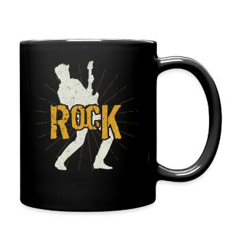 Vintage rock guitar guitarist electric guitar bass player - Full Colour Mug - black - Right