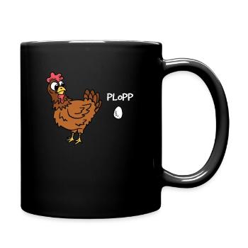 Chicken Plopp Egg Funny chicken eggs chicken farmer - Full Colour Mug - black - Right