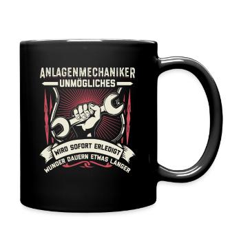 Anlagenmechaniker SHK | Heizungsbauer Geschenk - Tasse einfarbig - Schwarz - Rechts